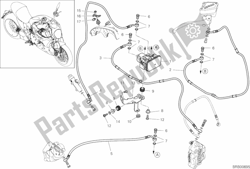 Tutte le parti per il Impianto Frenante Abs del Ducati Diavel 1260 S Thailand 2020